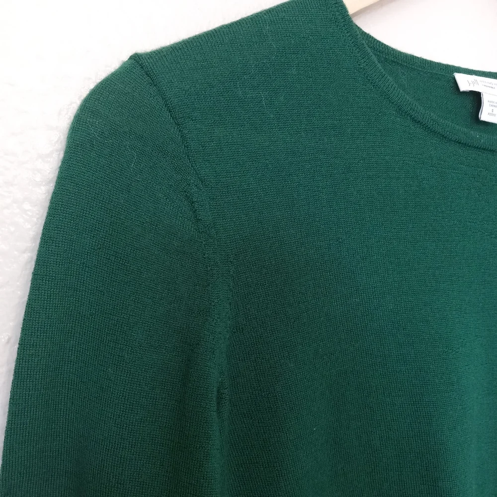 J.Jill Merino Wool Long Sleeve Green Tunic Sweater Top S Petite